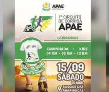 1º Circuito de Corrida APAE terá renda revertida para a construção da nova sede, em Arapiraca