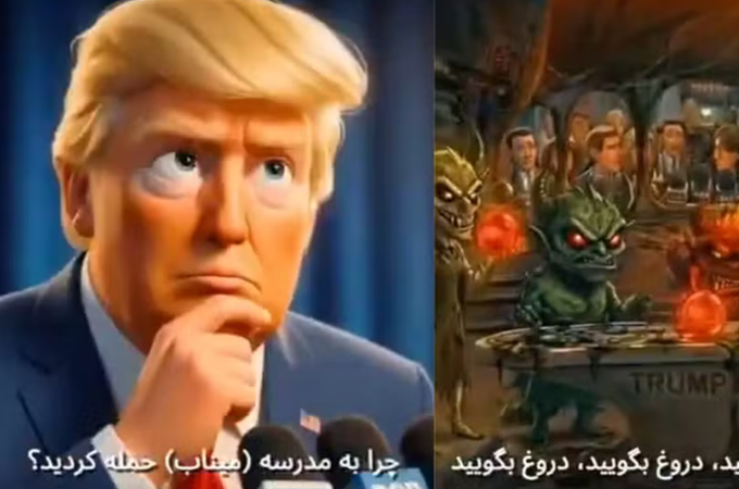 Irã provoca Trump com vídeo de IA com 'divertidamentes do mal' e referências a Epstein e a ataque em escola iraniana
