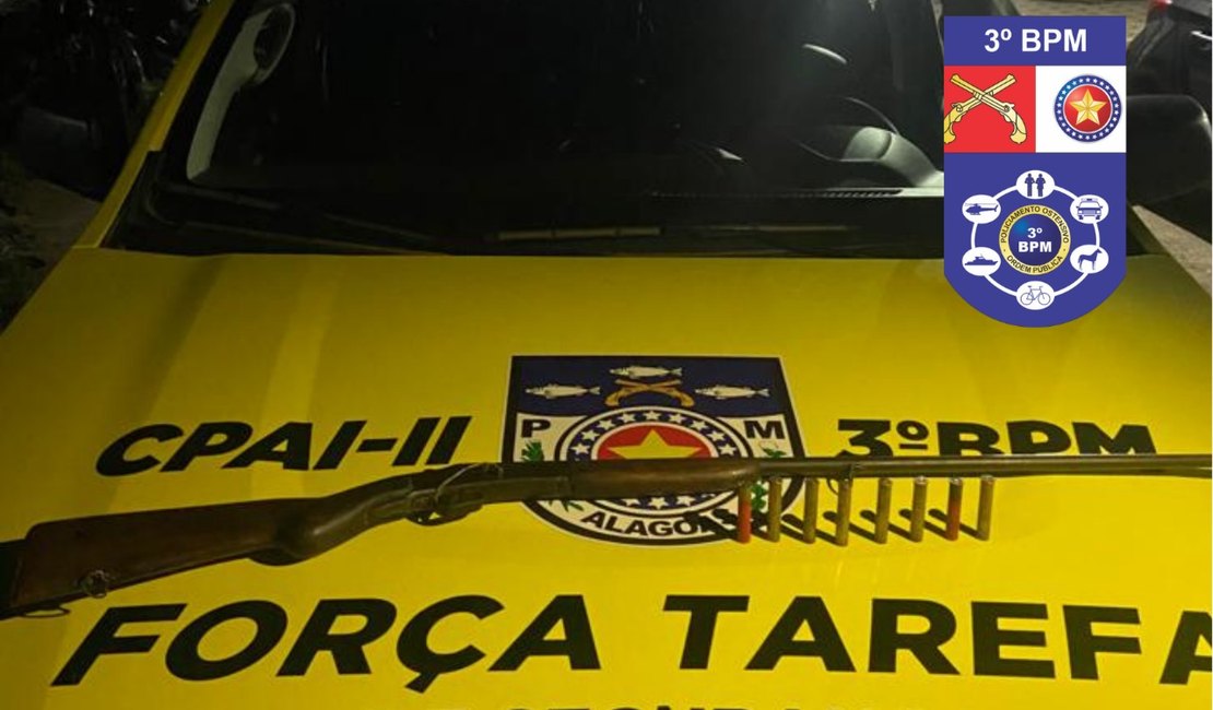 Homem embriagado é preso com espingarda após ameaçar familiares, no Agreste