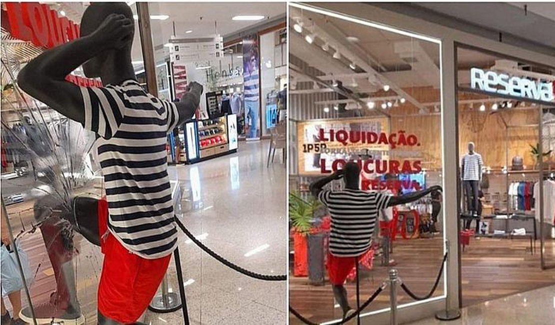 Loja da Reserva expõe manequim preto quebrando vidraça em shopping de Salvador e é acusada de racismo
