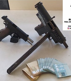Traficante baiano é preso com submetralhadora, pistola e R$ 8 mil