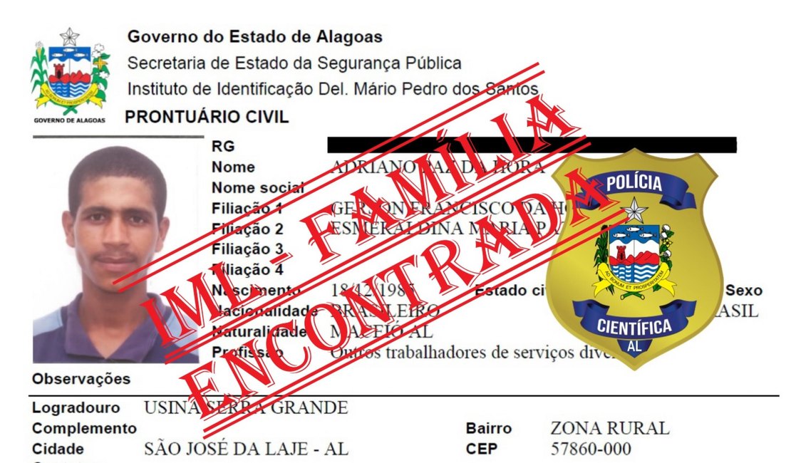 Protocolo de identificação humana do IML de Maceió ajuda família a localizar parente