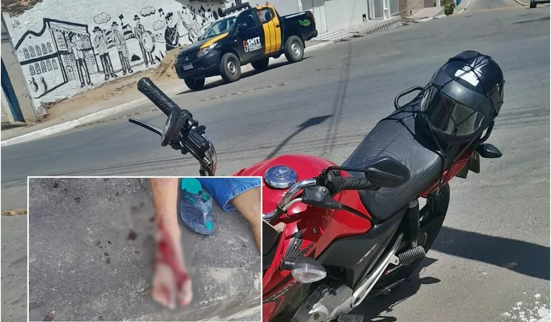 Motociclista com sinais de embriaguez tem o pé mutilado após acidente em São Miguel dos Campos