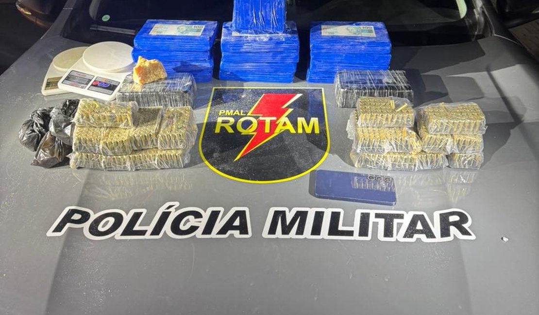 Rotam prende homem, apreende drogas e mais de mil munições em ação na parte baixa de Maceió