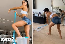 “Dói até a vulva”, diz Mayra Cardi após faxina em ap de 1.000 m²