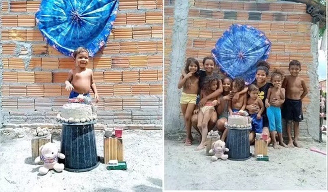 VÍDEO. Menino de 2 anos comemora aniversário com bolo e docinhos de areia e comove internautas