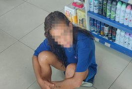 Casal quebra vidraça de farmácia e furta produtos em Arapiraca; mulher é encontrada e confessa crime