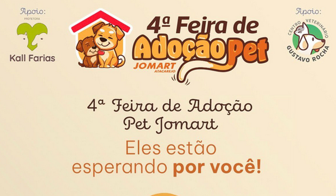 Feira de Adoção do Jomart Atacarejo promove novo lar para cães e gatos neste sábado