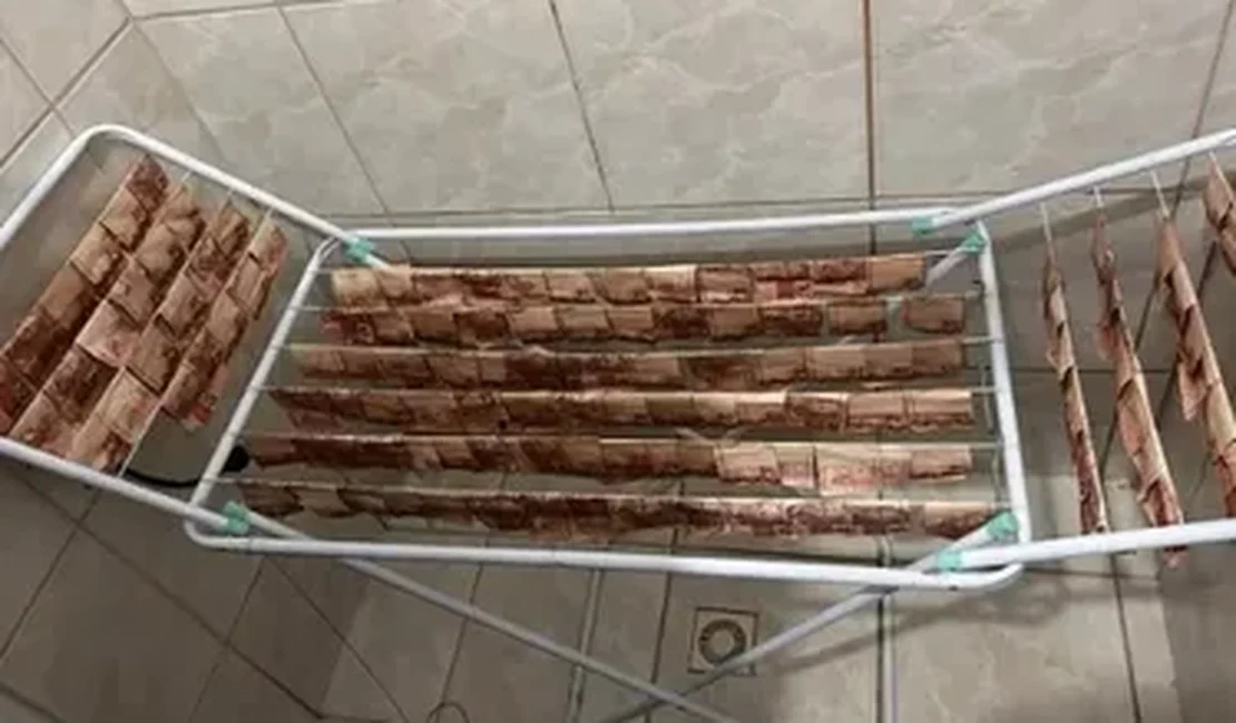 Polícia acha dinheiro 'secando' em varal durante ação contra lavagem