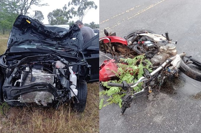 Colisão entre carro e moto deixa duas vítimas fatais na AL 120, entre Cacimbinhas e Major Izidoro