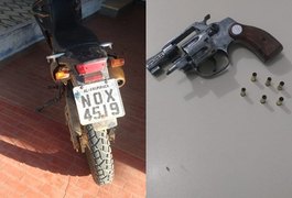Após perseguição de suspeitos, militares apreende moto roubada e revolver em Lagoa da Canoa