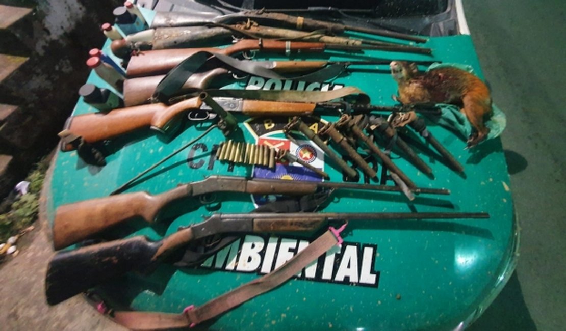 Polícia ambiental apreende armas e resgata 100 animais silvestres