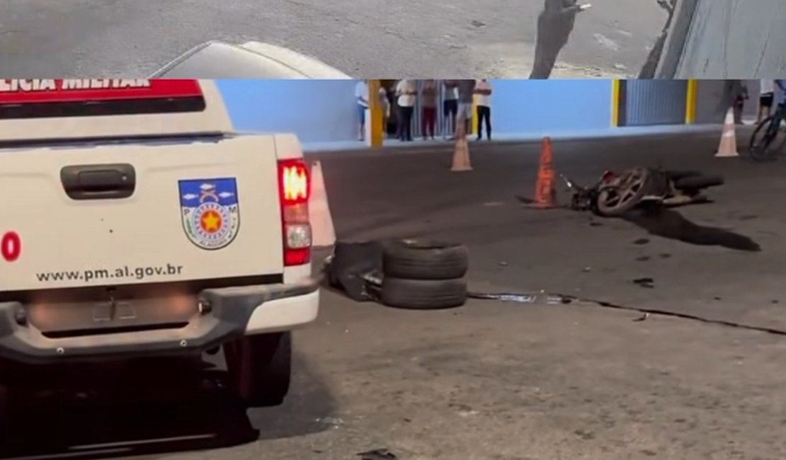 Motociclista morre após ser atingido por carro e atropelado por caminhão no Benedito Bentes, em Maceió