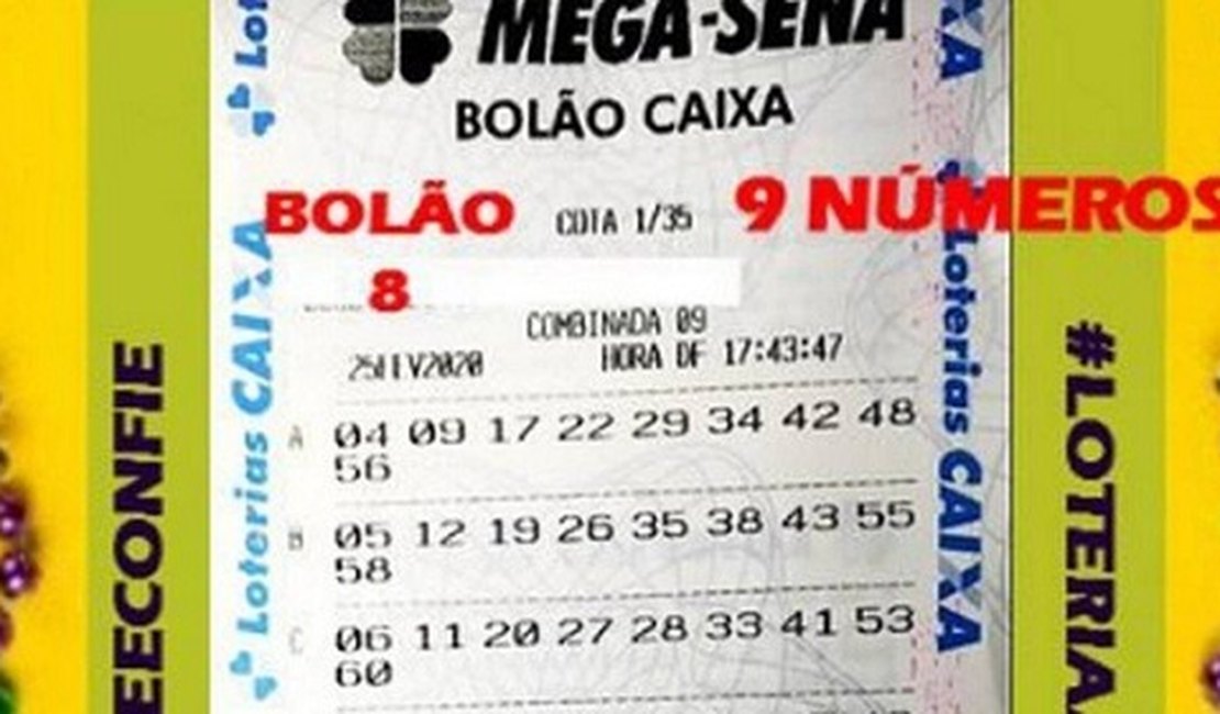 Quarenta e cinco apostadores de dois bolões vão dividir o prêmio de R$ 210 milhões da Mega-Sena