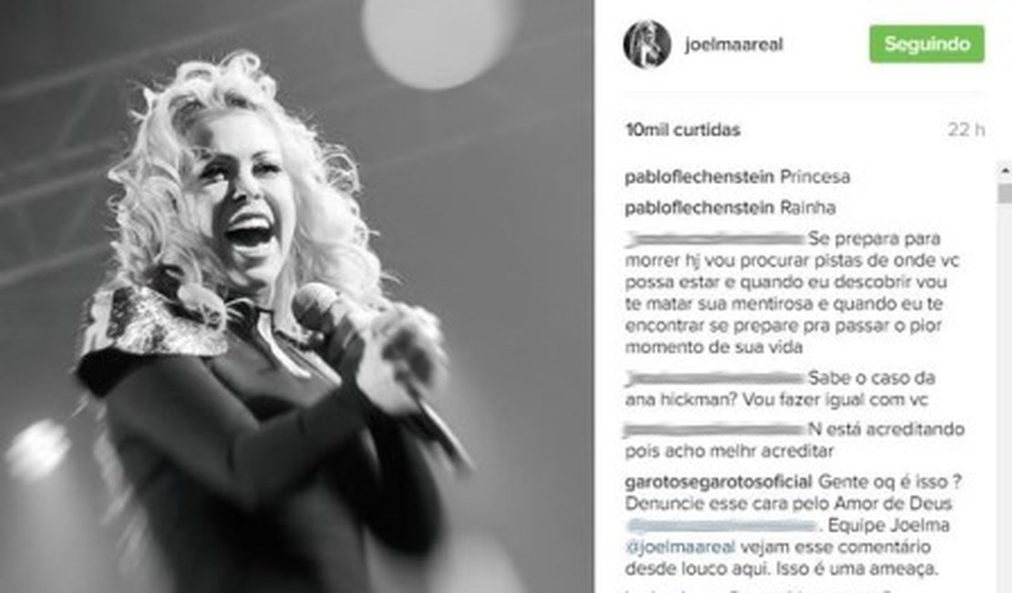 Joelma é ameaçada por ‘seguidor’ no Instagram: ‘Sabe a Ana Hickmann? Vou fazer igual’