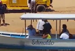 Atores de Velho Chico gravam sob supervisão do Corpo de Bombeiros na foz do rio