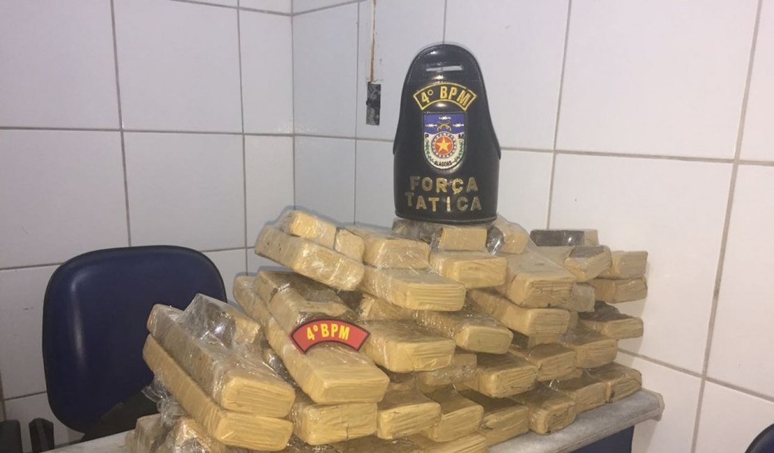 Polícia Militar localiza cerca de 50 kg de maconha enterrada em mata em Maceió