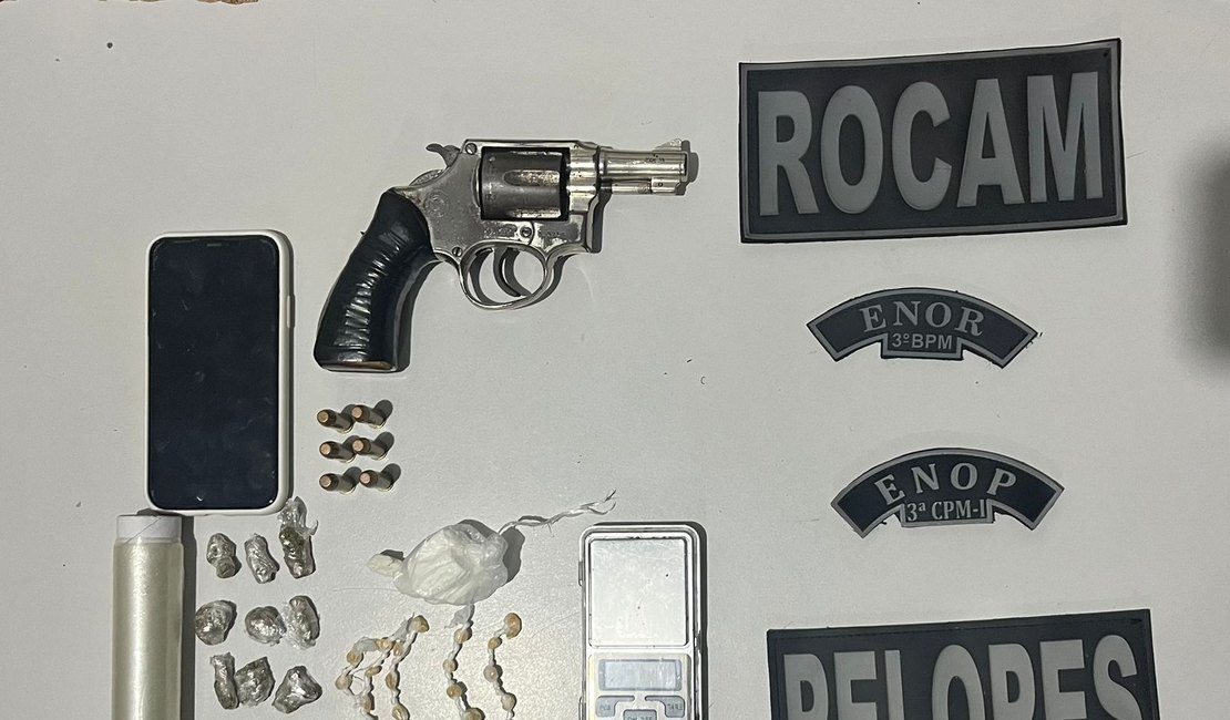 Homem é preso ao ser flagrado com arma e drogas, em Arapiraca