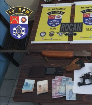 Homem é preso com armas de fogo, munições e dinheiro, em Cacimbinhas