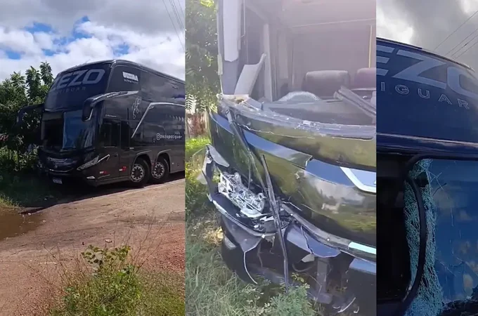 Ônibus do cantor Zezo atropela cavalo na BR-230, na Paraíba