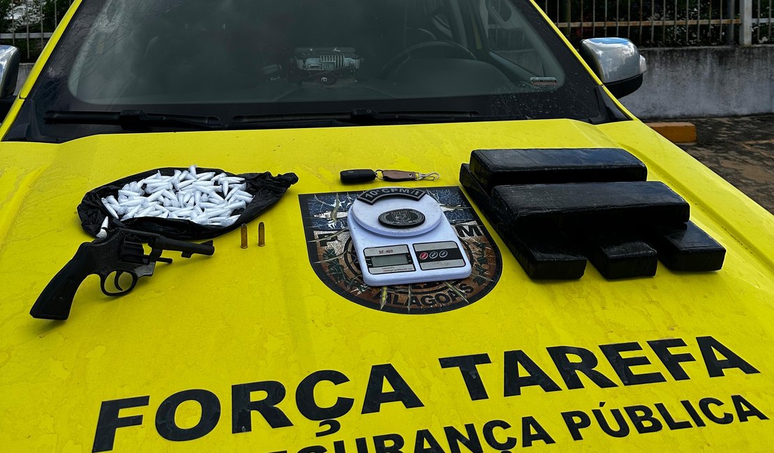 PM prende homem por porte ilegal de arma de fogo e tráfico de drogas no Agreste alagoano