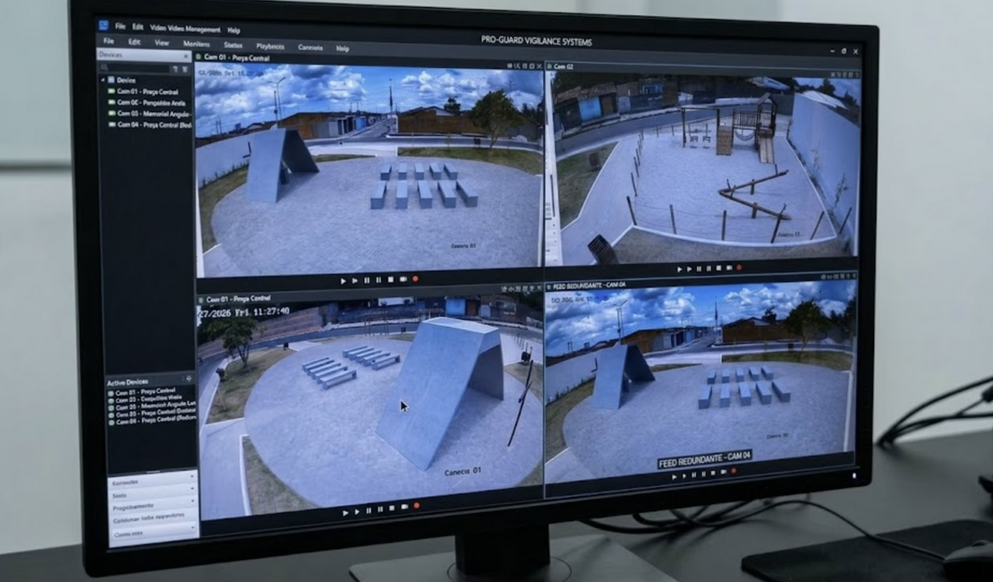 Penedo Seguro: Câmeras de vigilância são instaladas na nova praça do Conjunto Nilo Menezes