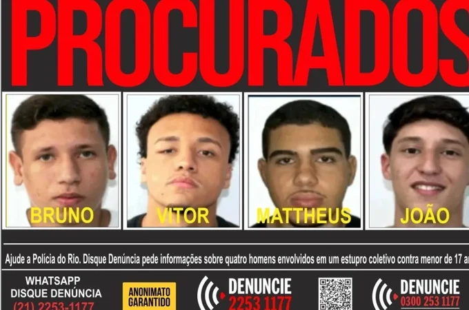 Jovens indiciados por estupro coletivo no Rio estão foragidos