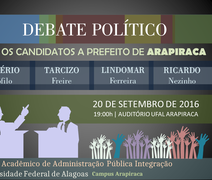Comunidade pode fazer perguntas a candidatos à prefeitura de Arapiraca em debate na Ufal
