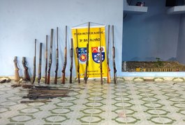 Operação conjunta apreende 18 armas e três pessoas são detidas, em Lagoa da Canoa