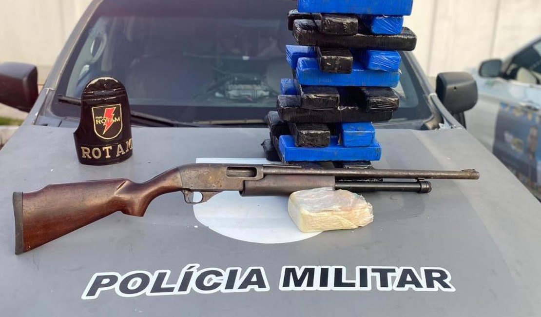 Polícia Militar apreende mais de 16 kg de drogas e espingarda em Rio Largo