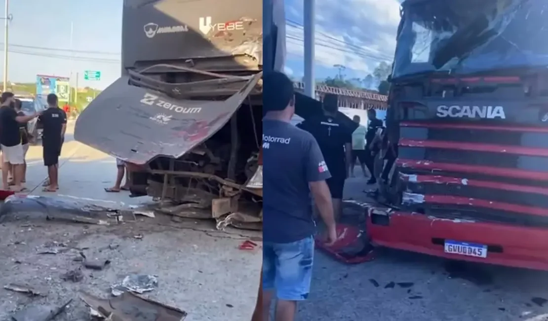 Ônibus do cantor Manim Vaqueiro se envolve em acidente na BR-101, em Palmares (PE)