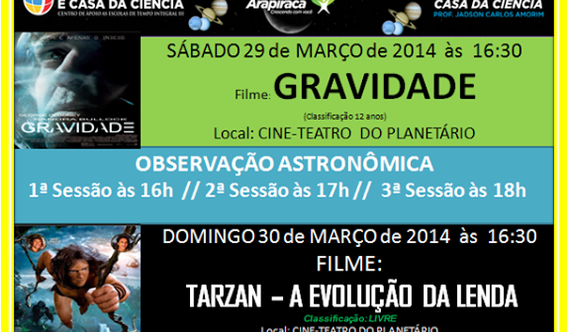 Planetário oferece programação para fim de semana