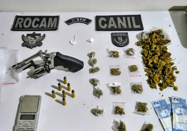 Homem é preso por tráfico de drogas e posse ilegal de arma de fogo no Brisa do Lago