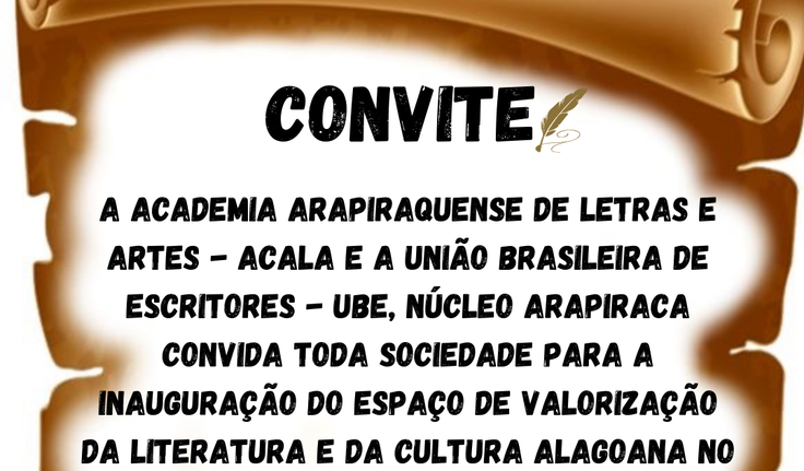 HOJE SERÁ A INAUGURAÇÃO DO ESPAÇO DE VALORIZAÇÃO LITERÁRIA E CULTURAL DA ACALA E DA UBE NO ARAPIRACA GARDEN SHOPPING