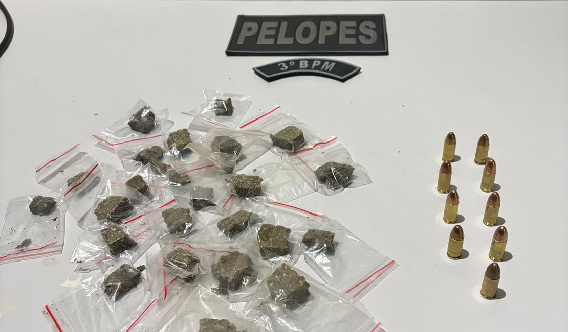 Homem é preso por tráfico de drogas e posse de munições de uso restrito no Conjunto Quati, em Arapiraca