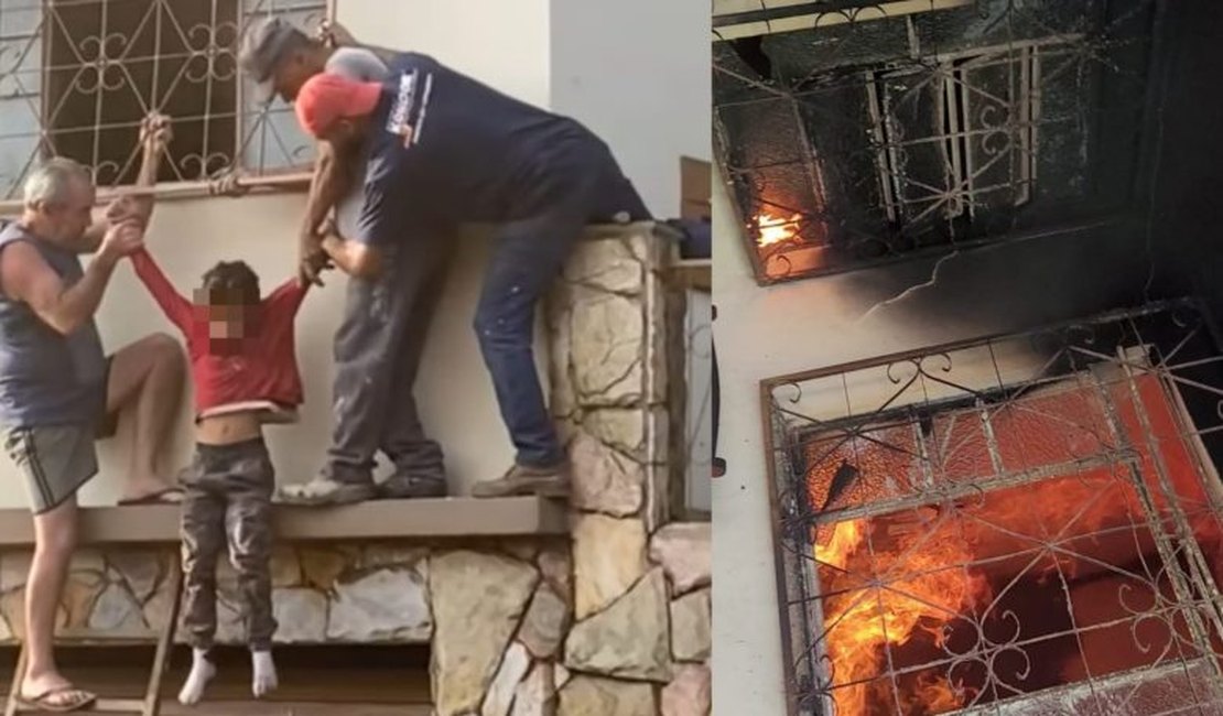 Vídeo impressionante mostra menino sendo salvo de casa em chamas, em MG