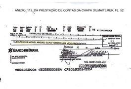Cheque de R$ 1 mi de empreiteira para campanha em 2014 foi nominal a Temer
