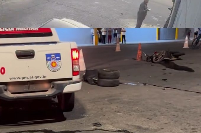 Motociclista morre após ser atingido por carro e atropelado por caminhão no Benedito Bentes, em Maceió