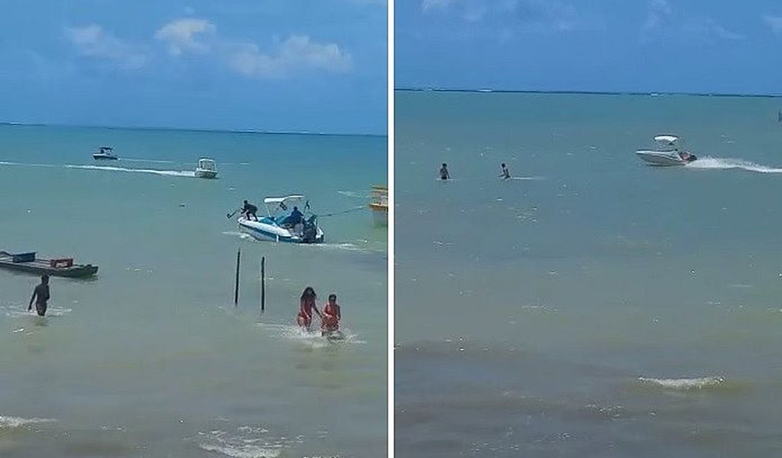 Lancha desgovernada e sem condutor assusta banhistas em praia de Maragogi