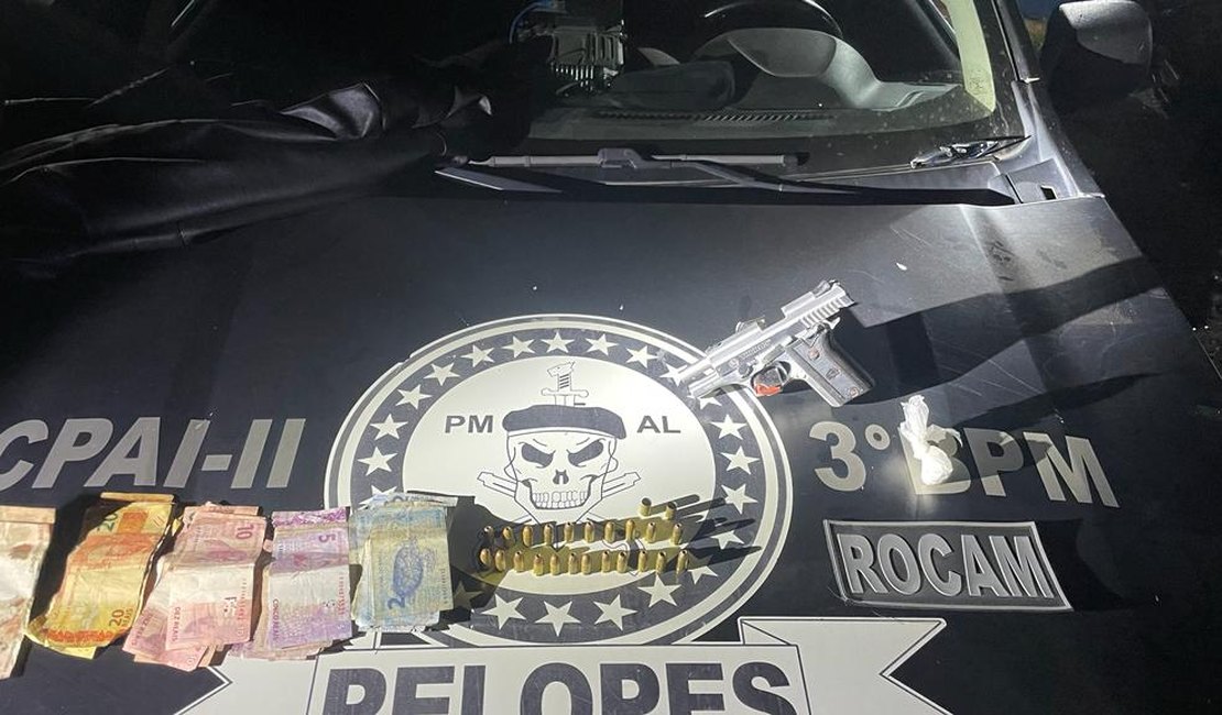 PM prende indivíduo com arma de fogo e cocaína após disparos em chácara na zona rural de Arapiraca