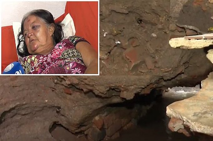 Idosa sobrevive após ser sugada por esgoto da cozinha de casa e arrastada 200 metros, no interior de Alagoas