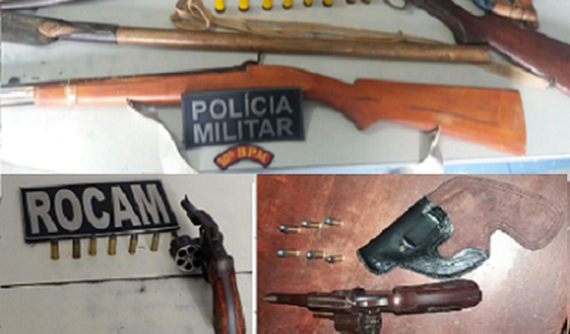 PM prende três suspeitos e apreende quatro armas de fogo no interior de AL