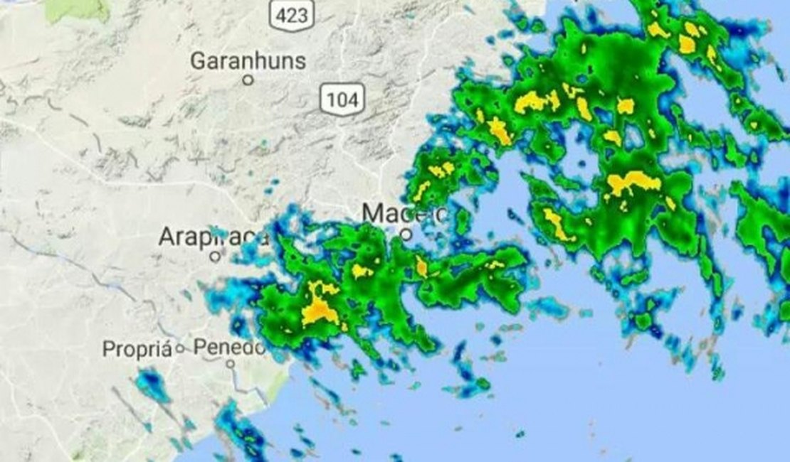 Final de semana em Alagoas tem previsão de chuva intensa