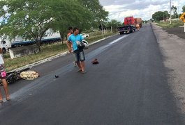 Motociclista não resiste a impacto contra caminhão e morre na BR-423, em Ouro Branco