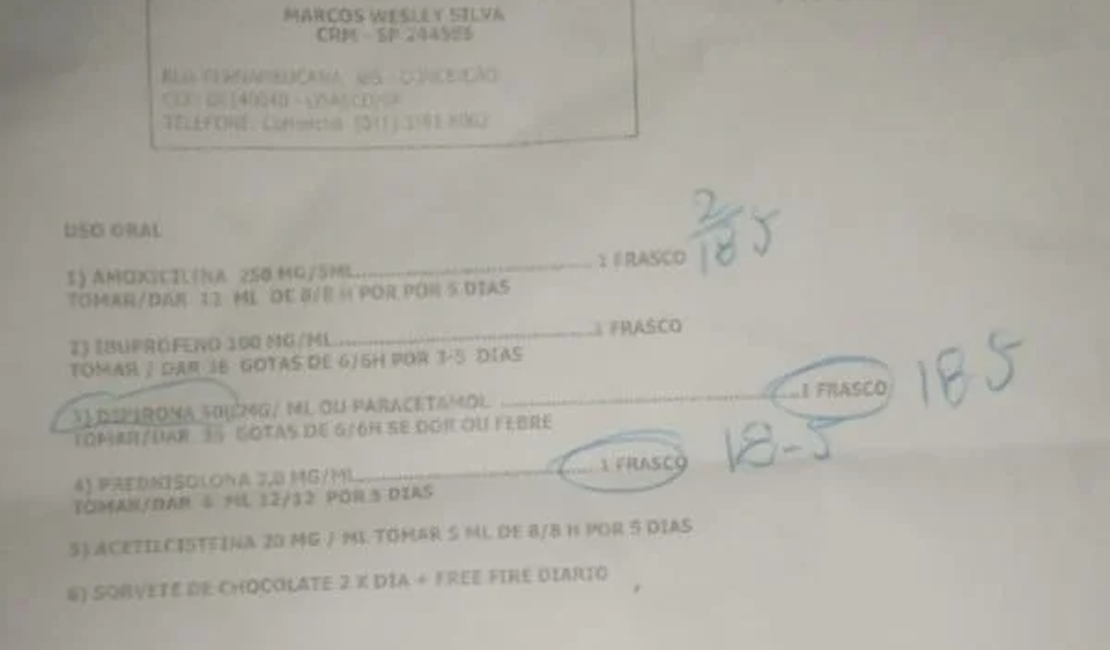 Médico é demitido após receitar jogo online e sorvete para criança com sintomas gripais