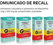 Laboratório anuncia recall de 50 lotes de ranitidina, usado no tratamento de úlceras