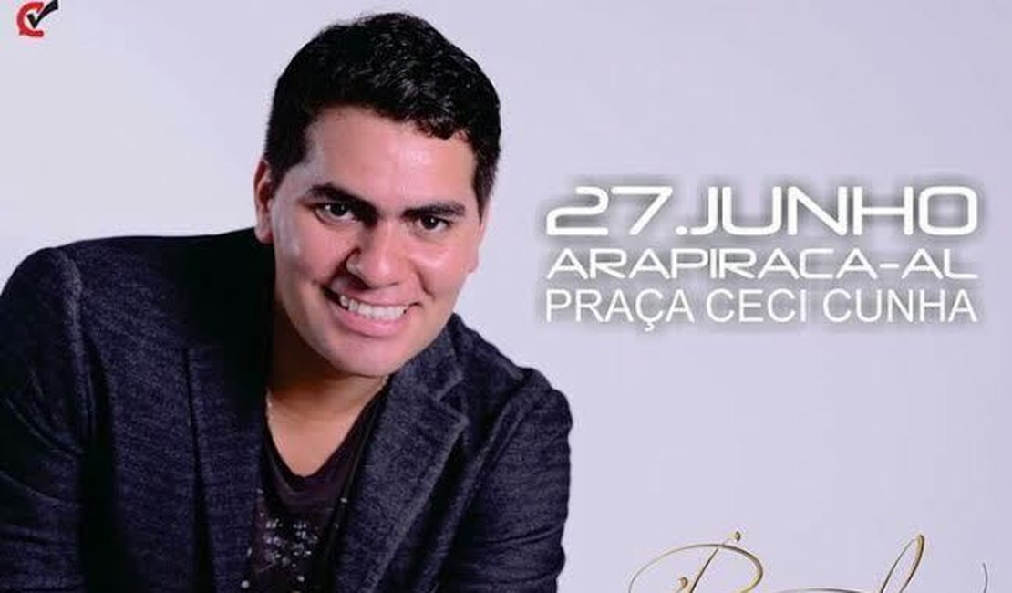 Cantor Pascoal faz seu primeiro show em Arapiraca, hoje (27)