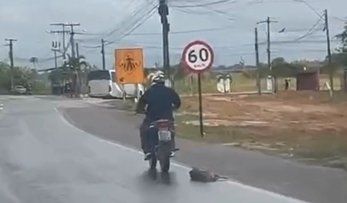 Polícia Civil identifica dono de moto flagrada arrastando cachorro em Rio Largo