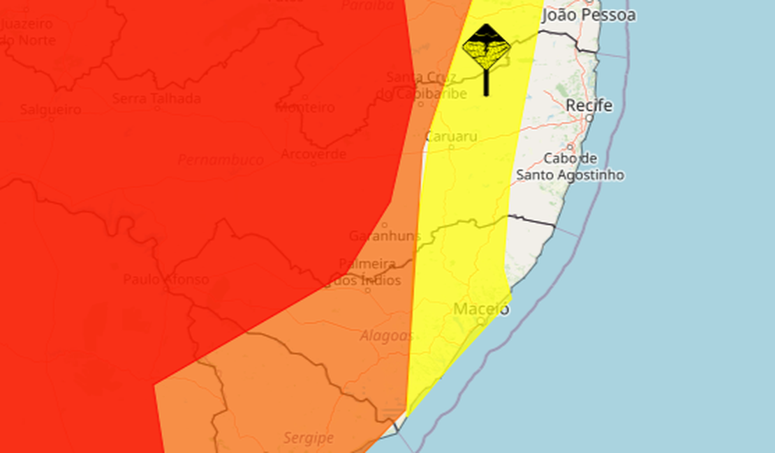 Inmet emite alerta vermelho de chuvas intensas para o Sertão de Alagoas