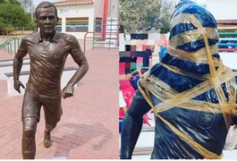 Estátua em homenagem a Daniel Alves é vandalizada no interior da Bahia